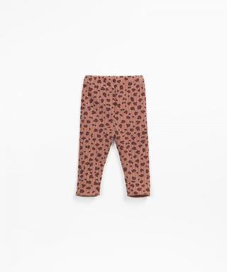 Ripp Leggings Braun-Rot mit Tupfenmuster von Play Up