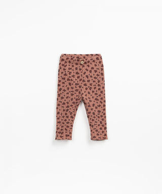 Ripp Leggings Braun-Rot mit Tupfenmuster von Play Up