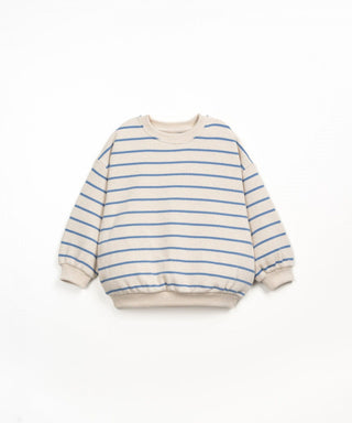 Jersey Sweater Watercolor Beige-Blau gestreift von Play Up
