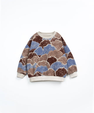 Fleece Sweater Tones mit braunem Muster von Play Up