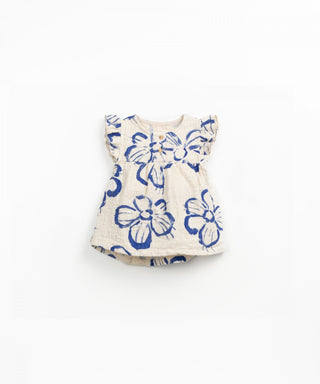 Baby Tunika Beige mit blauem Blumenprint von Play Up