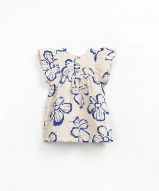 Baby Kleid Beige mit blauem Blumenprint von Play Up