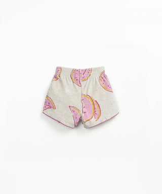 Baby Shorts Grau-Beige mit pinkem Melonenprint von Play Up