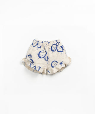 Baby Shorts Beige mit blauem Blumenprint von Play Up