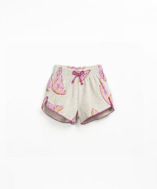 Baby Shorts Grau-Beige mit pinkem Melonenprint von Play Up