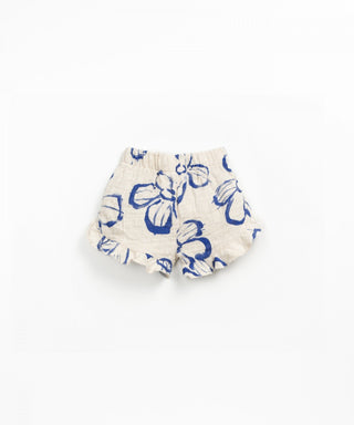 Baby Shorts Beige mit blauem Blumenprint von Play Up