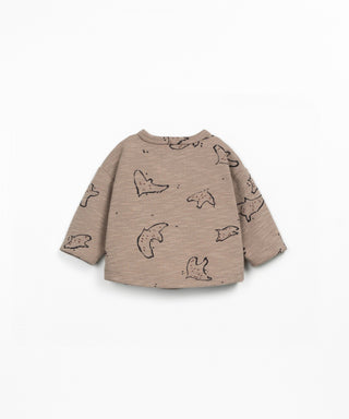 Waffel Langarm-Shirt für Kleinkinder Ancestral Braun mit Vogelprint von Play Up
