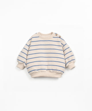 Jersey Sweater für Kleinkinder Watercolor Beige-Blau gestreift von Play Up