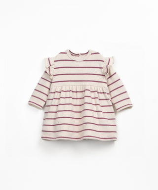 Jersey Kleid für Kleinkinder Amora Beige-Weinrot gestreift von Play Up