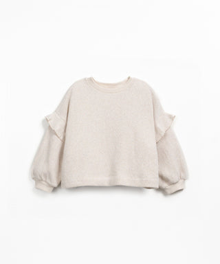 Jersey Sweater mit Rüschenarmen Pencil Beige von Play Up