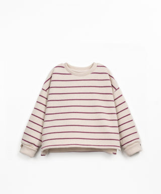 Jersey Sweater Amora Beige-Weinrot gestreift von Play Up