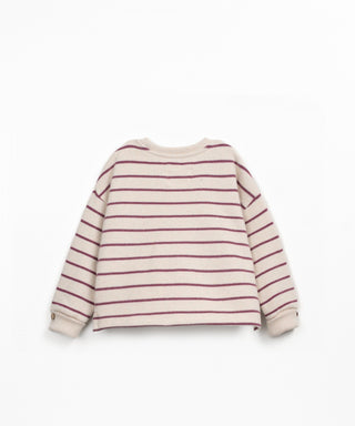Jersey Sweater Amora Beige-Weinrot gestreift von Play Up