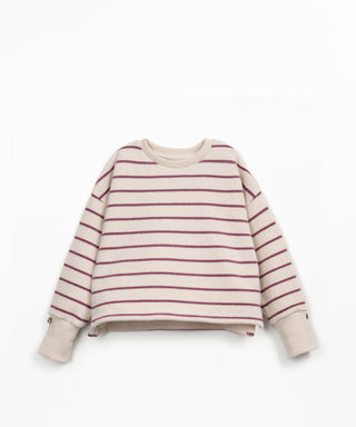 Jersey Sweater Amora Beige-Weinrot gestreift von Play Up