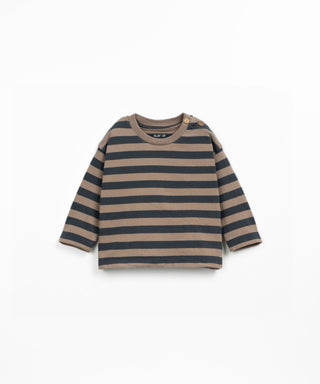 Langarm Shirt für Kleinkinder Grafite Braun-Schwarz gestreift von Play Up