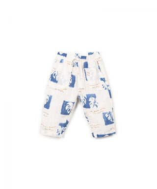 Baby Baumwollhose Beige mit Monsteraprint von Play Up