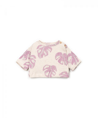Baby Sweater Beige mit Violettem Monsteraprint von Play Up
