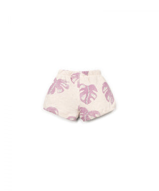 Baby Shorts Beige mit Violettem Monsteraprint von Play Up
