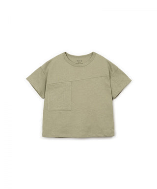 Leinen T-Shirt Khaki mit Brusttasche von Play Up