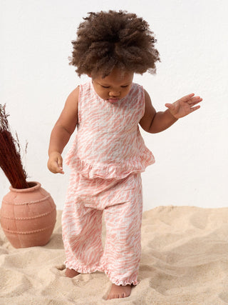 Baby Baumwoll Hose Coral gemustert von Play Up