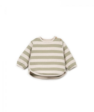 Newborn-Baby Pullover Grün-Beige gestreift von Play Up