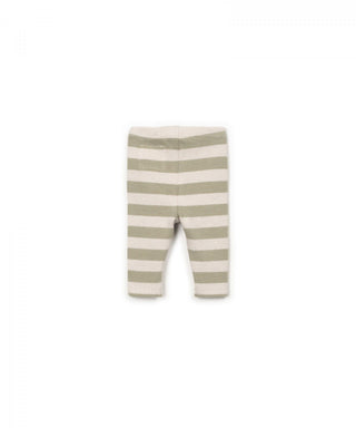 Newborn-Baby Leggings Grün-Beige gestreift von Play Up