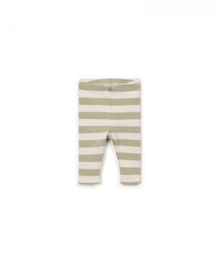 Newborn-Baby Leggings Grün-Beige gestreift von Play Up