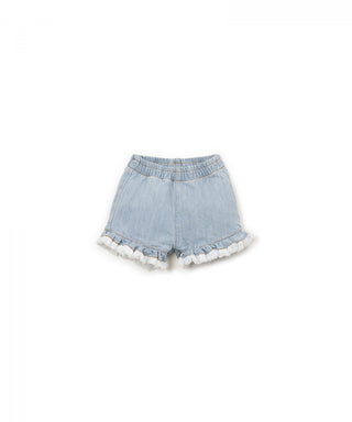 Baby Jeans Shorts Denim-Blau mit Fransen von Play Up