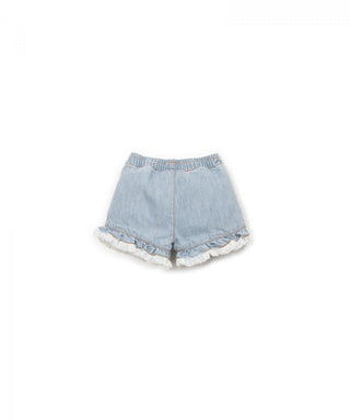 Baby Jeans Shorts Denim-Blau mit Fransen von Play Up