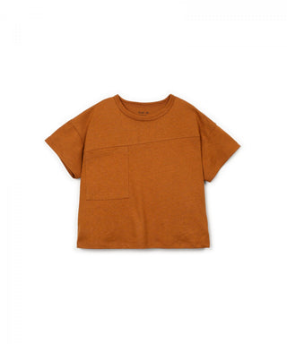 Leinen T-Shirt Braun mit Brusttasche von Play Up