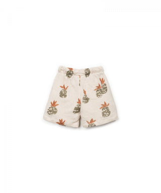 Baumwoll-Shorts Beige mit Ananasprint von Play Up