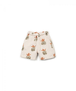 Baumwoll-Shorts Beige mit Ananasprint von Play Up