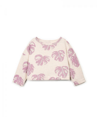 Sweater Beige mit violettem Monsteraprint von Play Up
