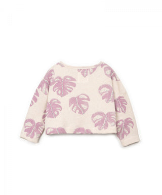 Sweater Beige mit violettem Monsteraprint von Play Up