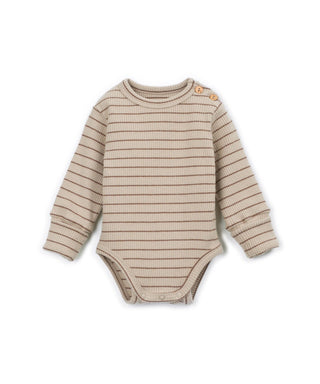 Baby Langarm Rib Body Tufting Braun gestreift von Play Up