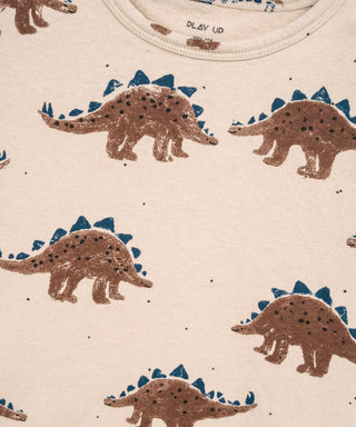 Langarm Shirt für Kinder Skein Braun mit Dinoprint von Play Up