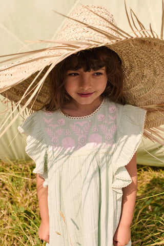 Musselinkleid Taliana Mint mit Stickerei von Louise Misha