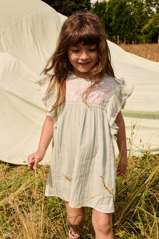 Musselinkleid Taliana Mint mit Stickerei von Louise Misha