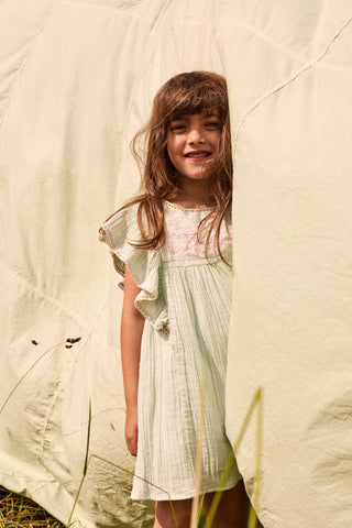 Musselinkleid Taliana Mint mit Stickerei von Louise Misha