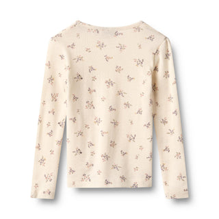 Merinowolle Langarmshirt Alfie Eggshell Flowers mit Blumenprint von Wheat
