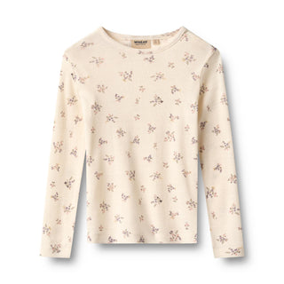 Merinowolle Langarmshirt Alfie Eggshell Flowers mit Blumenprint von Wheat