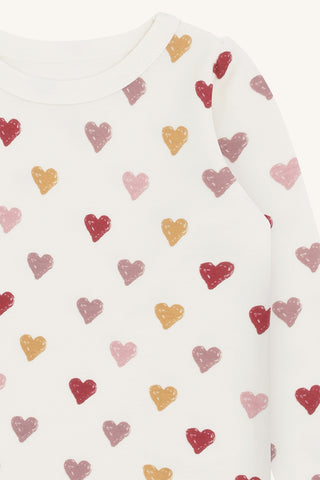 Merinowolle-Bambus Langarm-Shirt Abba Hearts Puff Off White von Hust & Claire