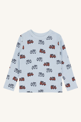 Merinowolle-Bambus Langarm-Shirt Abba Firetruck Hellblau von Hust & Claire