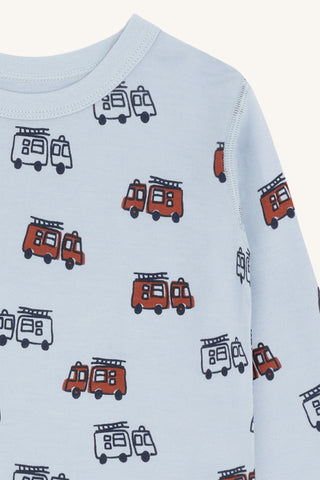 Merinowolle-Bambus Langarm-Shirt Abba Firetruck Hellblau von Hust & Claire