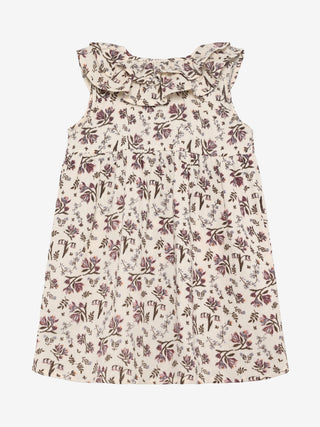 Musselinkleid Eggnog Beige mit Blumenmuster und Kragen von En Fant