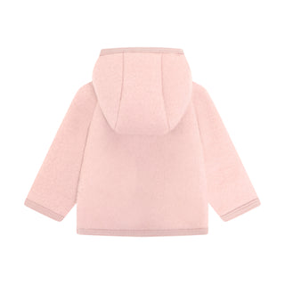 Merino Wollfleece Jacke mit Kapuze Woodrose Rosa von Huttelihut