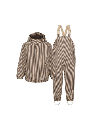 Set Regenjacke mit Regenhose Oddy Brown Stripe von MarMar Copenhagen