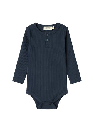 Modal Langarm Rib Body mit Knöpfen Pilot Navy von MarMar Copenhagen
