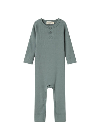 Modal Rib Strampler Rompy mit Knöpfen Dusty Green von MarMar Copenhagen