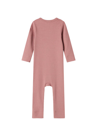 Modal Rib Strampler Rompy mit Knöpfen Rose Parfait von MarMar Copenhagen