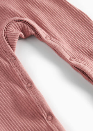 Modal Rib Strampler Rompy mit Knöpfen Rose Parfait von MarMar Copenhagen